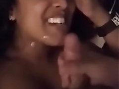 Indian babe taking cumshot facial