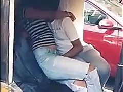 Hot indian couples having passionate kissing in tuk tuk